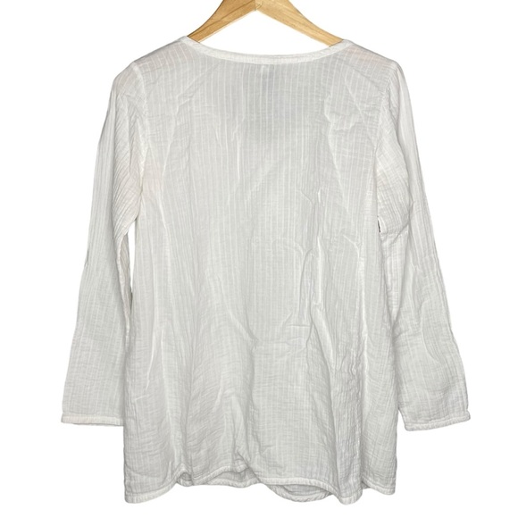 Eileen Fisher button down tunic top white gauze cotton women’s size small - Picture 2 of 4